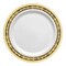 White with Black and Gold Royal Rim Plastic Appetizer/Salad Plates - 7.5" (120 Plates)